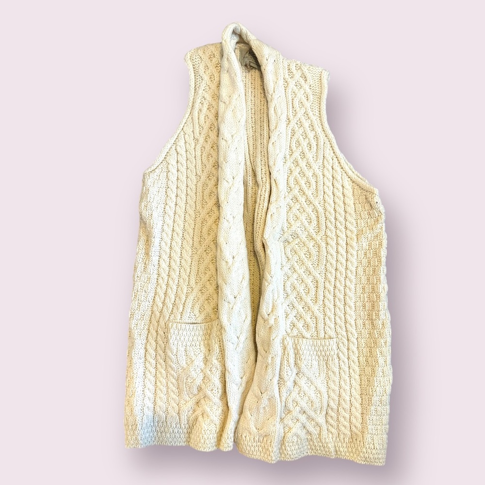 NWOT Aran Crafts Ireland Merino Wool cream Vest size XL